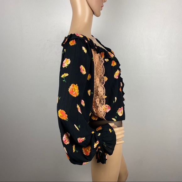 NEW FREE PEOPLE FLORAL PRINTED LONG SLEEVE BODYSUIT - Picture 6 of 9